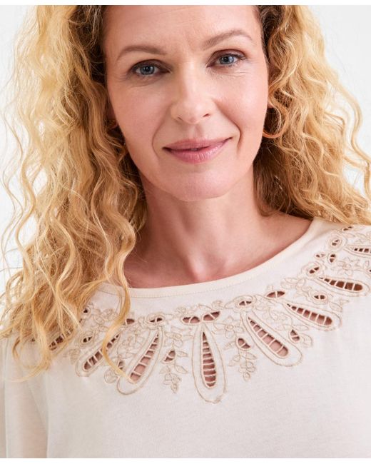 Style & Co. White Embroidery Long-sleeve Knit