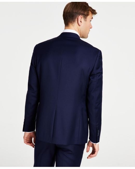 Michael Kors Blue Classic-fit Wool Stretch Solid Suit Jacket for men