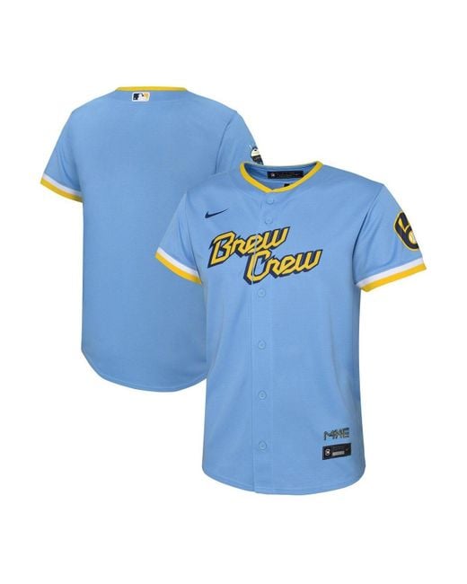 Nike Synthetic Toddler Unisex Powder Blue Milwaukee Brewers 2022 City ...