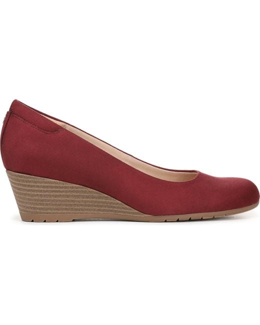 Dr. Scholls Red Be Flex Round Toe Wedge Pumps