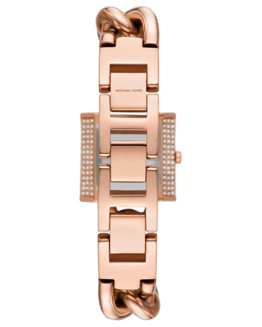 Michael Kors Pink Mk Chain Lock Three-hand Stainless Steel Watch 25mm