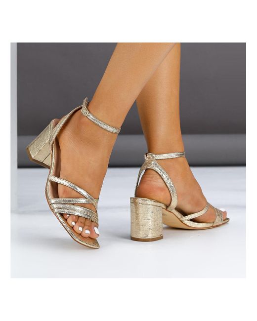 BERNESS White Havana Strappy Block Heeled Sandals