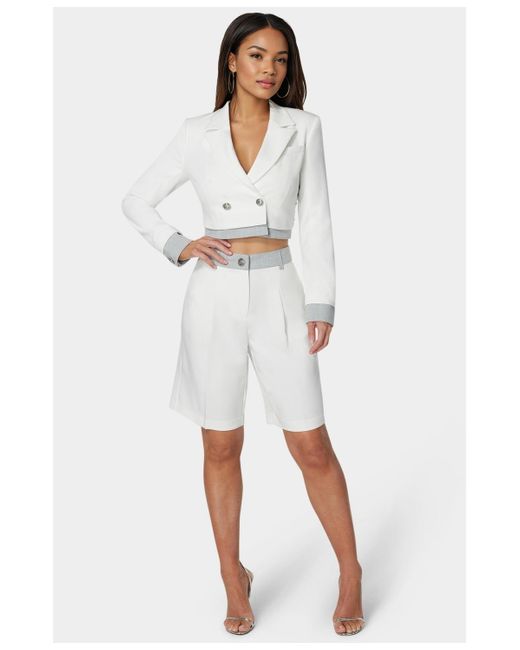 Bebe White Tailored Bermuda Shorts