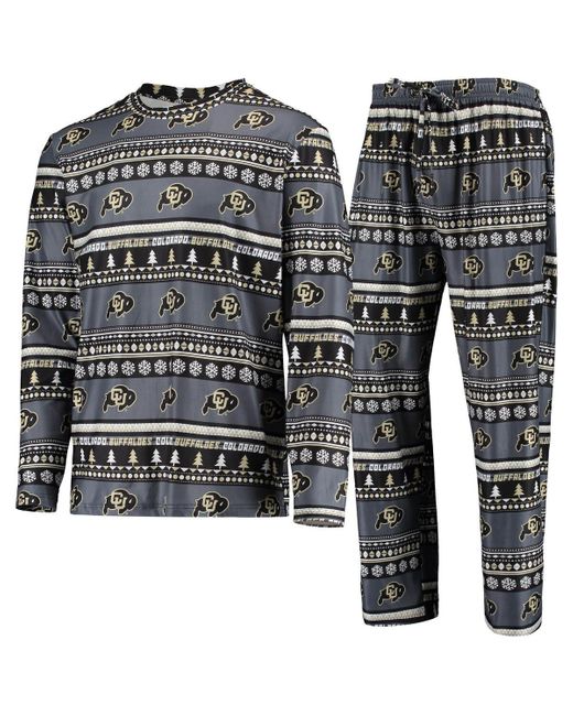 Concepts Sport Black Colorado Buffaloes Ugly Sweater Long Sleeve T-shirt And Pants Sleep Set for men