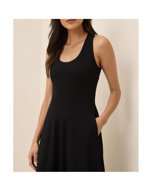 Pact Black Organic Cotton Fit & Flare Open Back Maxi Dress