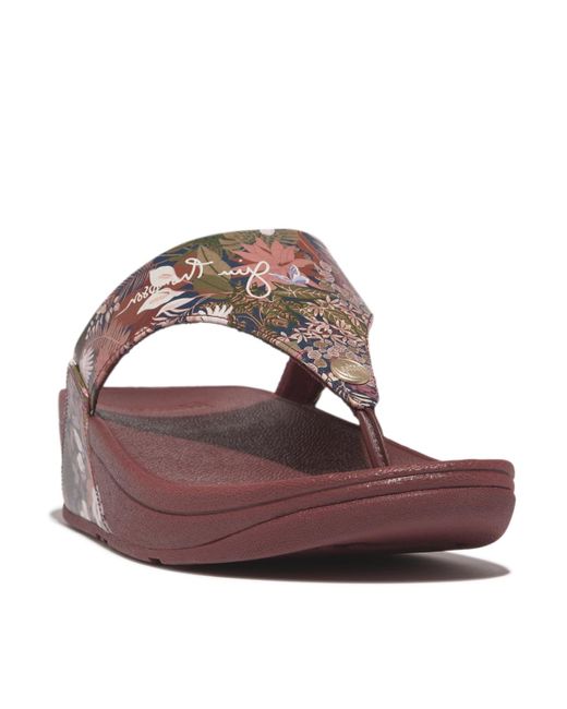 Fitflop Brown Lulu X Jim Thompson Leather Toe Post