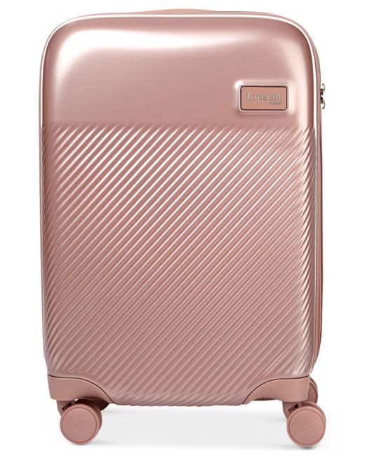 Lipault Pink Dazzling Plume 20" Expandable Hardside Carry-on Spinner Suitcase