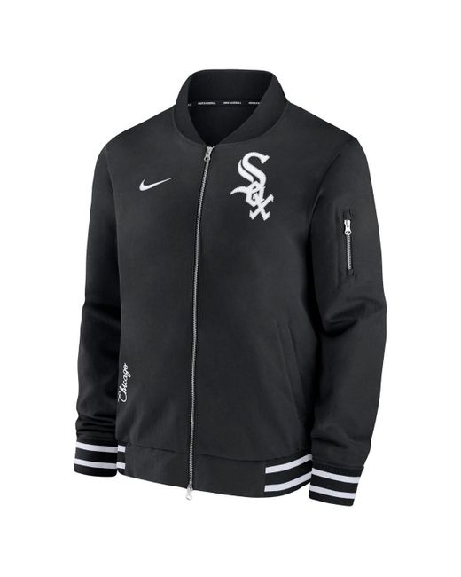 Nike Black Chicago White Sox Authentic Collection Full-zip Bomber Jacket for men