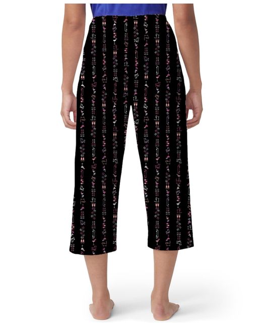 Hue Black Line Em Up Printed Capri Pajama Pants