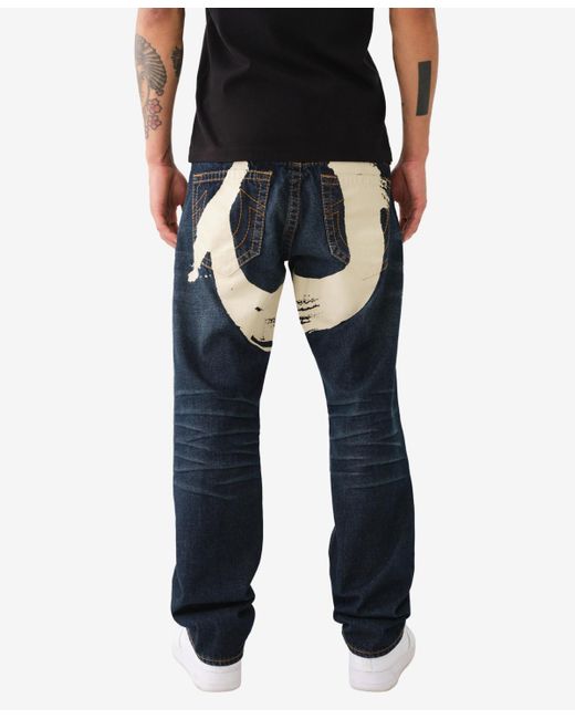 True Religion Black Ricky No Flap Big T Painted Horseshoe Straight Jean for men