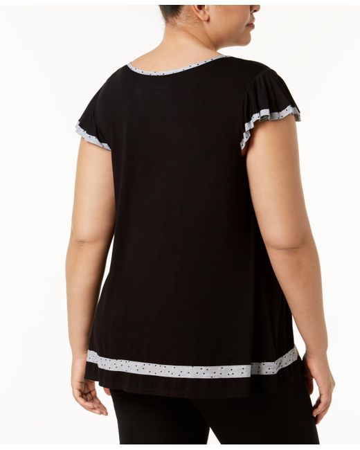 Ellen Tracy Black Plus Size Yours To Love Short Sleeve Top