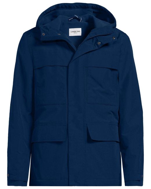 Lands' End Blue Squall Field Rain Jacket for men