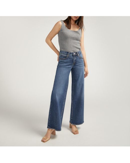 Silver Jeans Co. Blue Suki Mid Rise Wide Leg Jeans