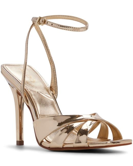 ALDO Meteora Two-piece Square Toe Dress Sandals in Metallic | Lyst
