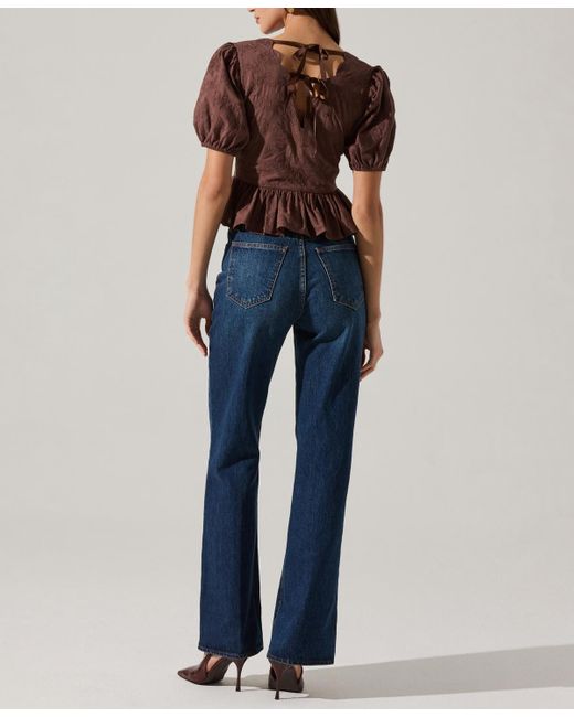Astr Blue Arely V-neck Top
