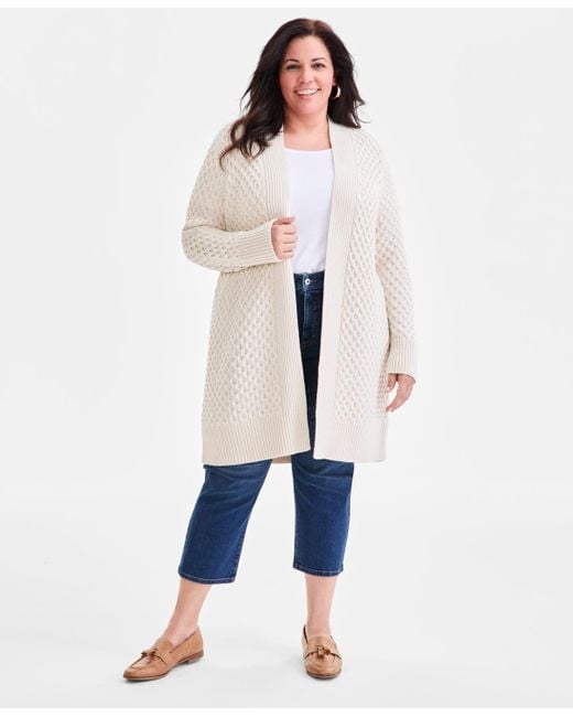 Style & Co. Blue Plus Size Open-front Longline Cardigan Sweater