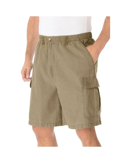 Kingsize Green Big & Tall Knockarounds 8" Full-elastic Cargo Shorts for men