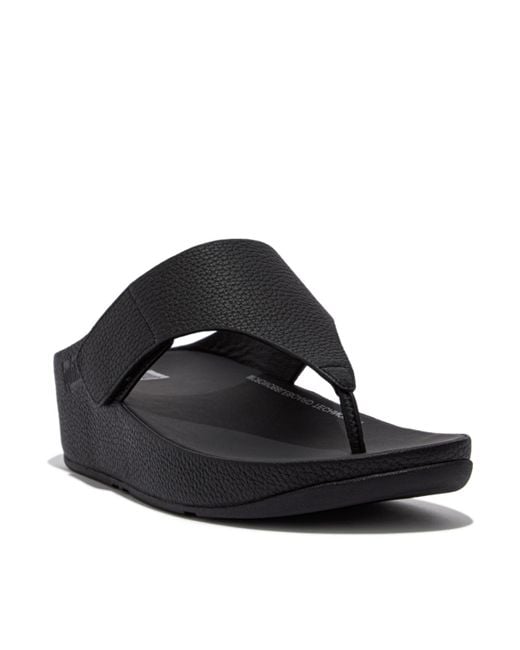 Fitflop Black Shuv Adjustable Tumbled-leather Toe-post Sandals