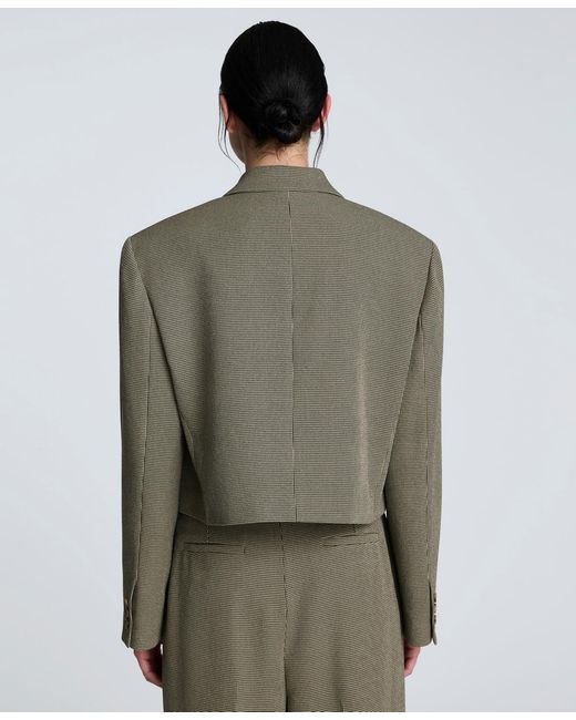 Kenneth Cole Green Houndstooth Cropped Jacket