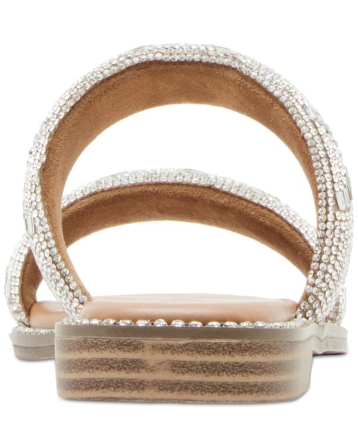Madden Girl Metallic Partly Rhinestone Two-band Slide Sandals