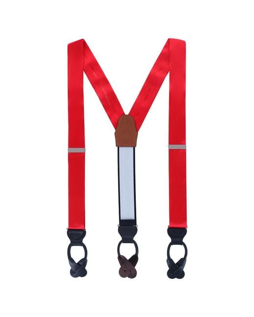 Trafalgar Red Dutton Solid Color Silk Button End Suspenders for men