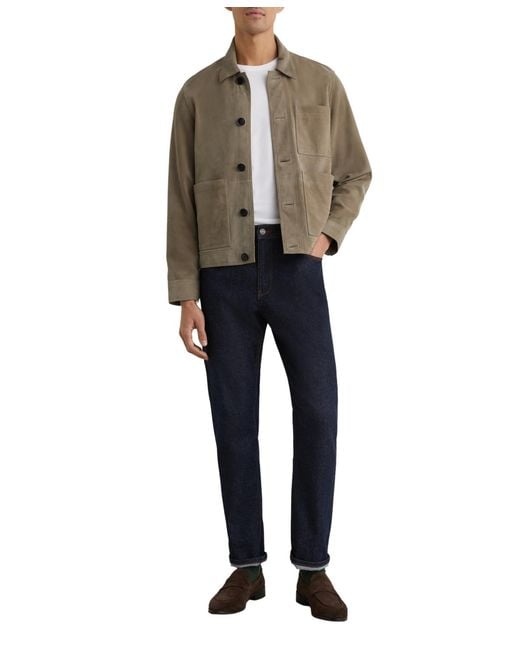 Reiss Brown Suede Patch-pocket Worker Jacket for men