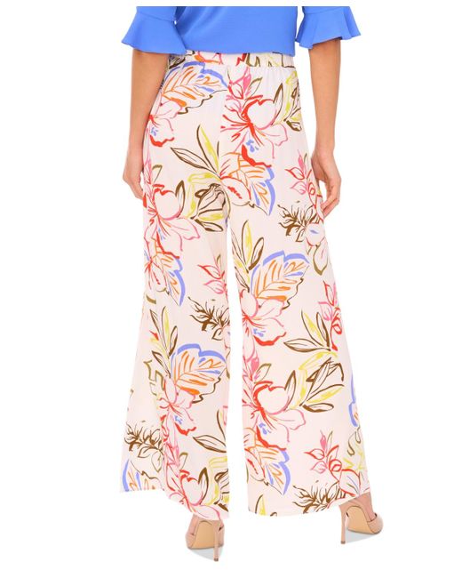 Cece Multicolor Tropical Print Self-tie Overlap Pants