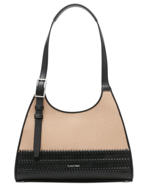 Calvin Klein Black Quill Whip-stitch Shoulder Bag