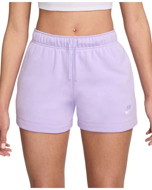 Nike Purple Sportswear Club Fleece Mid-rise Shorts