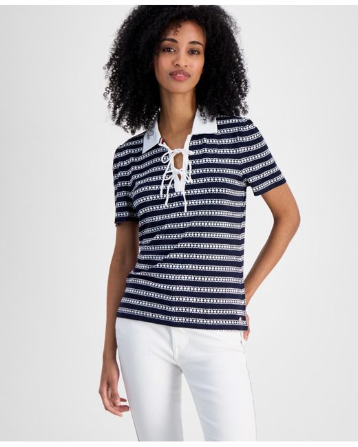 Tommy Hilfiger Blue Dot-stripe Polo Shirt