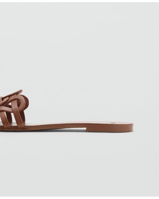 Mango Brown Intertwined Strap Sandals