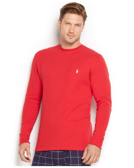 Thermal Crew-neck Shirt in Graphic Red 