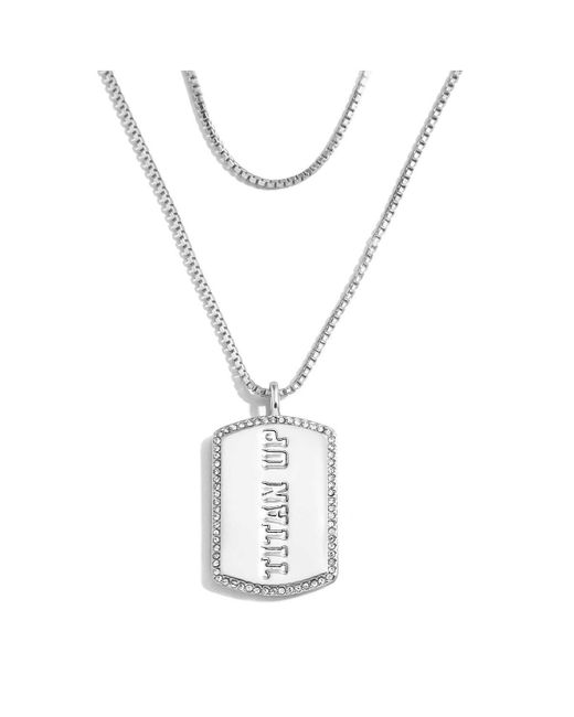 WEAR by Erin Andrews White X Baublebar Tennessee Titans Silver Dog Tag Necklace