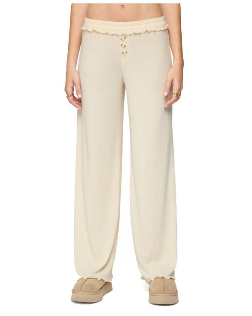 Edikted Natural Posy Ruffle Pointelle Pants