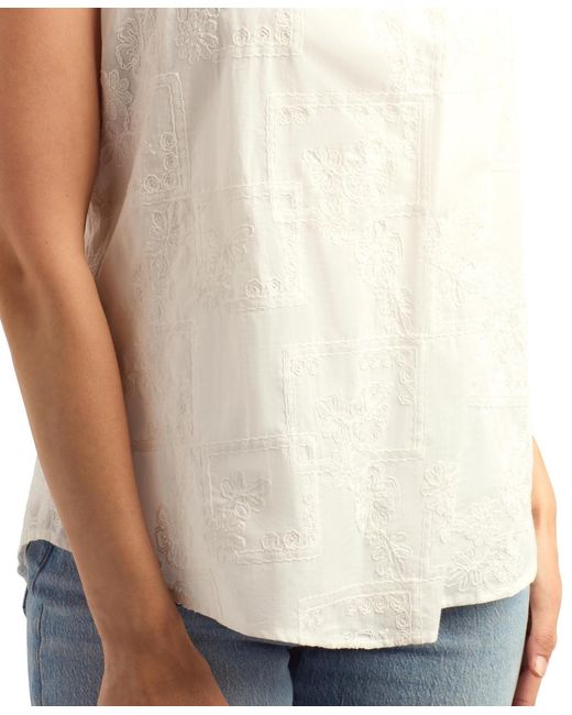 Bcx White Patchwork Embroidery Halter Neck Top