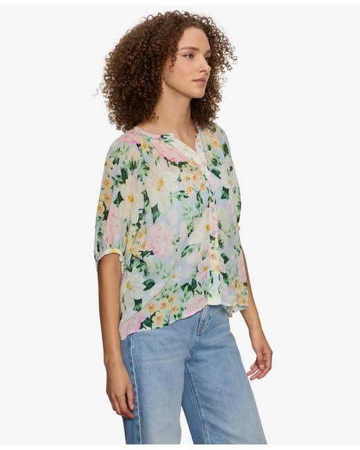 Sanctuary Blue Button-front Detachable Cami Blouse