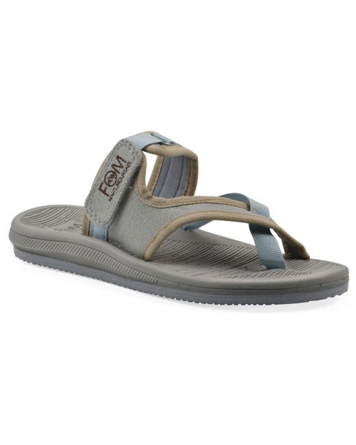 White Mountain Gray Basket Round Toe Flat Sandals
