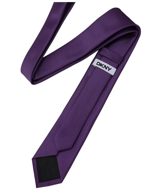 DKNY Purple Satin Solid Slim Tie for men