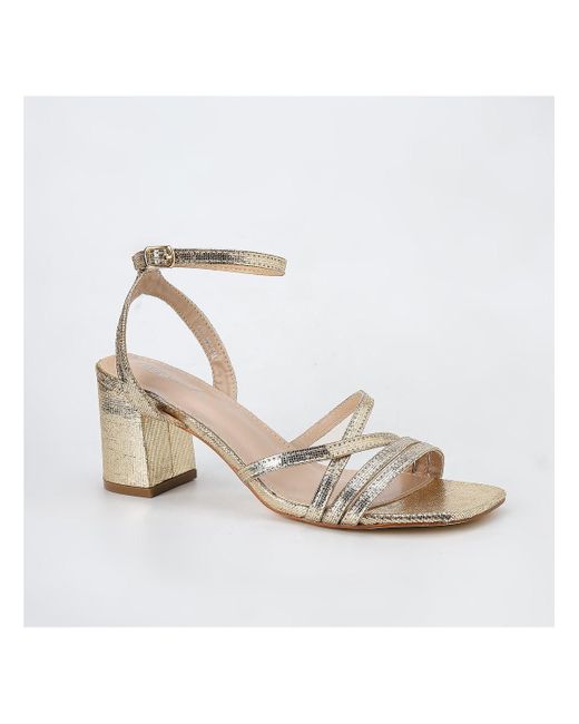 BERNESS White Havana Strappy Block Heeled Sandals