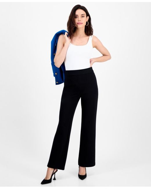 INC International Concepts Blue Petite High-rise Bootcut Pull-on Pants
