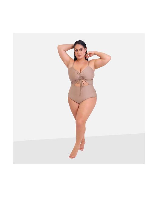 Rebdolls Multicolor Plus Size Amara Drawstring Cut Out Swimsuit