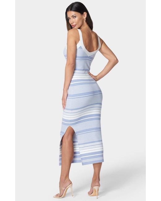 Bebe White Striped Sweater Midi Dress