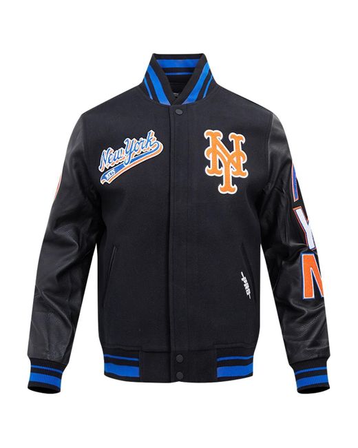 Pro Standard Blue New York Mets Script Tail Wool Full-zip Varity Jacket for men