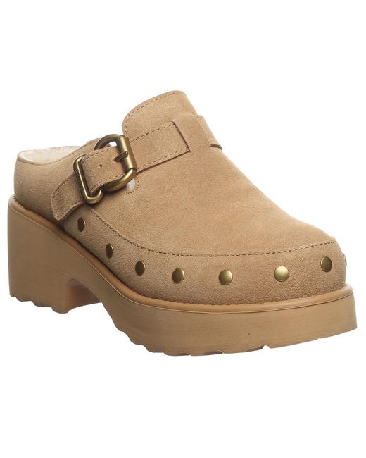 BEARPAW Brown Falyn Platform Buckle Clogs