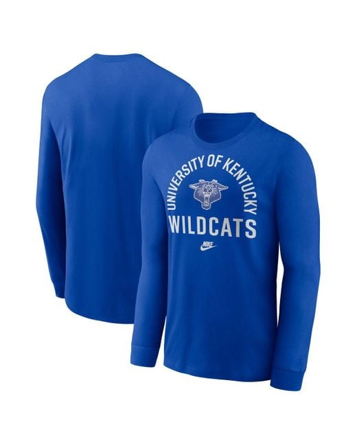 Nike Blue Kentucky Wildcats Legacy Arched Logo Long Sleeve T-shirt for men