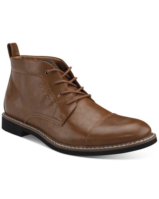 Tommy Hilfiger Gibby Fauxleather Captoe Chukka Boots in Brown for Men Lyst