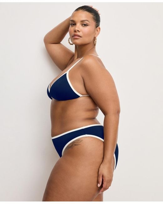 GOOD AMERICAN Blue Compression Bikini Top