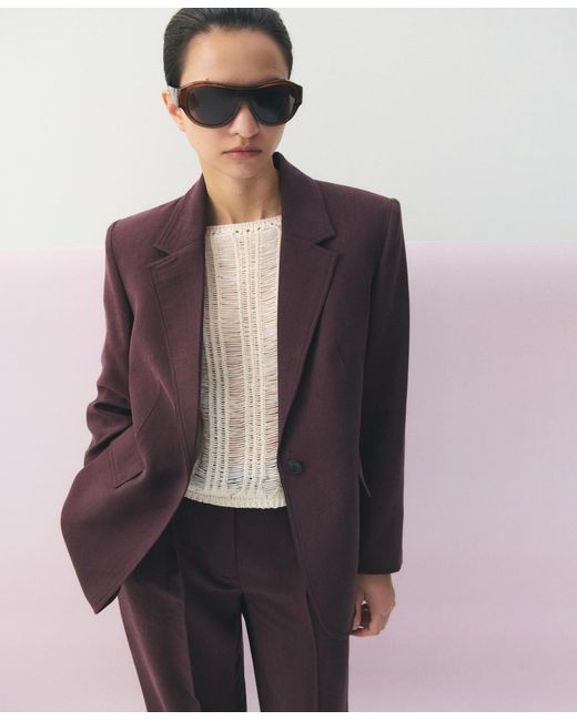 Mango Purple Lyocell Suit Blazer