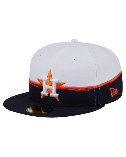 KTZ Navy/white Houston Astros Paint Stroke 59fiftyâ Fitted Hat for men