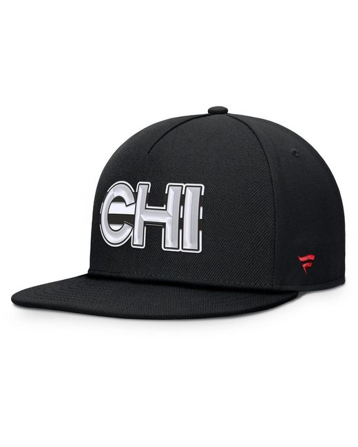 Fanatics Black Chicago Hawks Authentic Pro Rink Team Code Snapback Hat for men